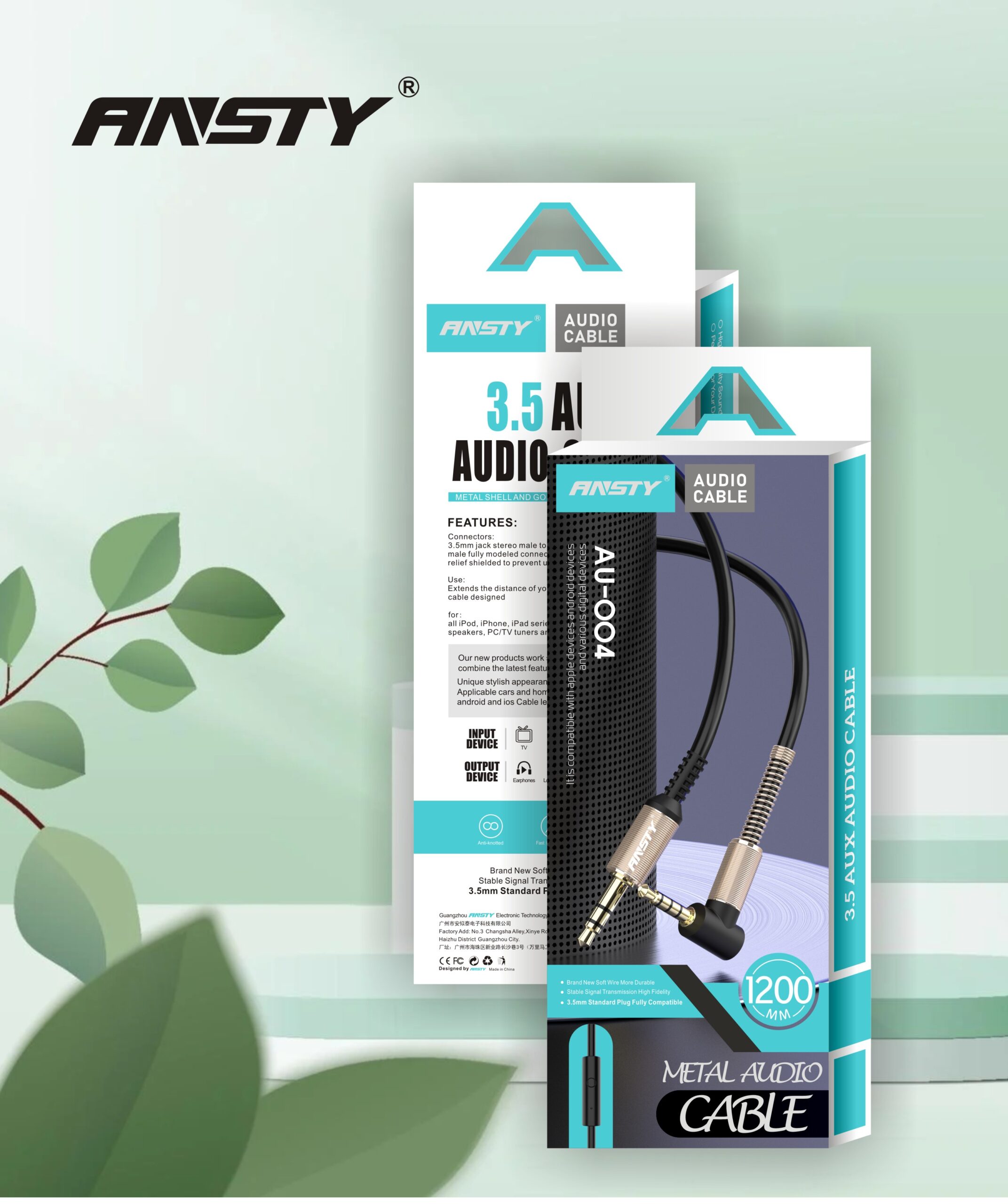 Ansty AUX CABLE AU-004 1M Metal Shell + TPE Wire Aux Cable 3.5mm-3.5mm Connector Royal Star